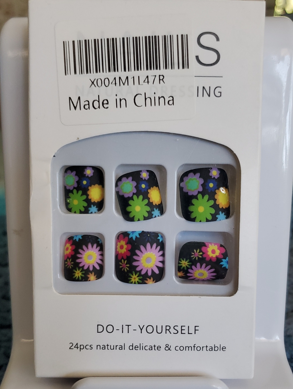 Black Floral Print Decorative Phone Nail Stickers DIY Pack #12